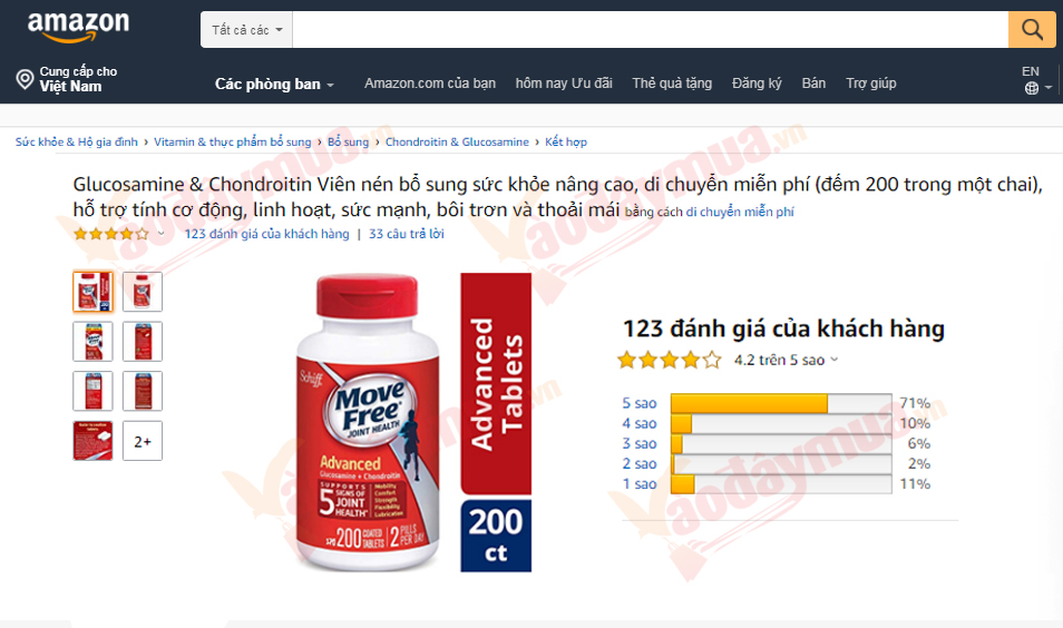 Review bổ xương khớp Move Free Joint Health trên trang Amazon