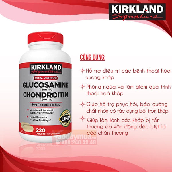 Công dụng chính của viên uống bổ khớp Kirkland Glucosamine 1500mg & Chondroitin 1200mg
