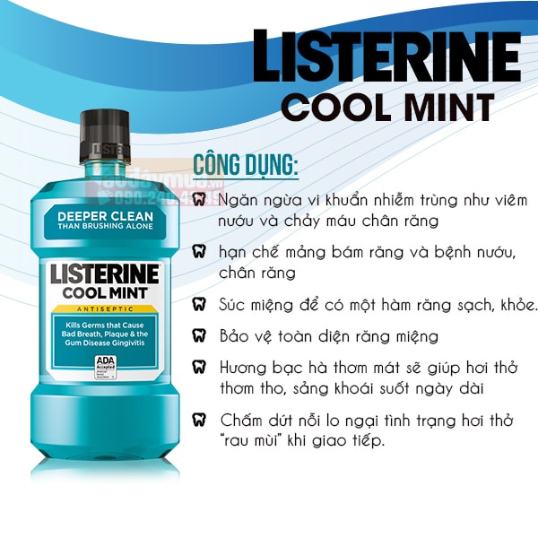 Công dụng chính có trong nước súc miệng Listerine Ultra Clean Cool Mint Mỹ